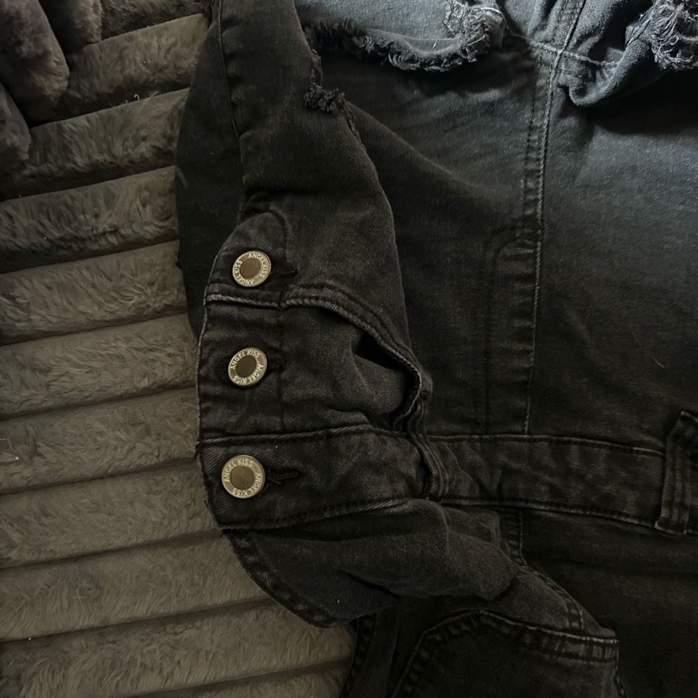 Angel Kiss black distressed Overalls - Picture 3 of 5